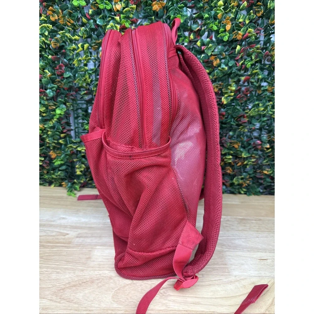 Nike Brasilia Mesh Backpack Color Sports Training Bag Swoosh BA6050-657 Red USED